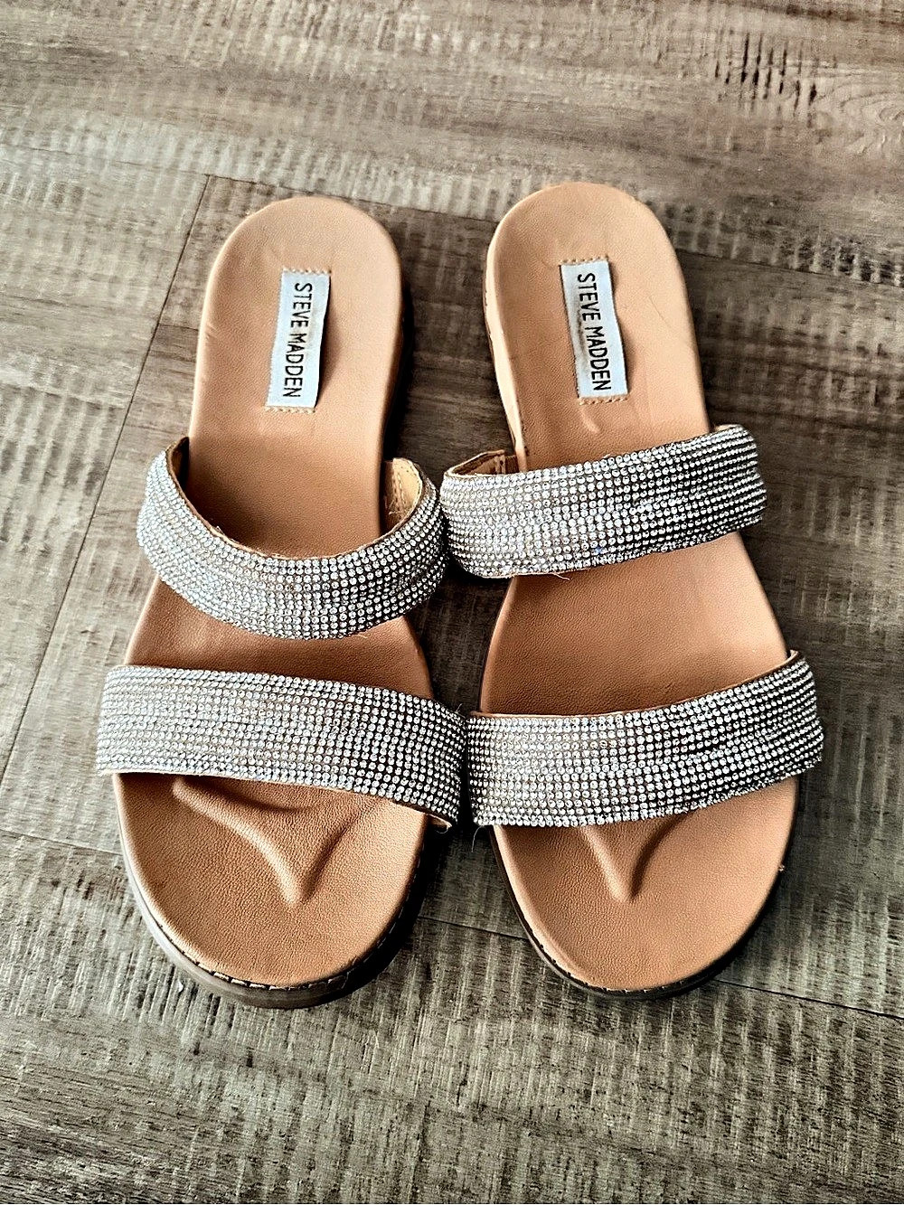 Steve Madden Rhinestone Double-Strap Sandals